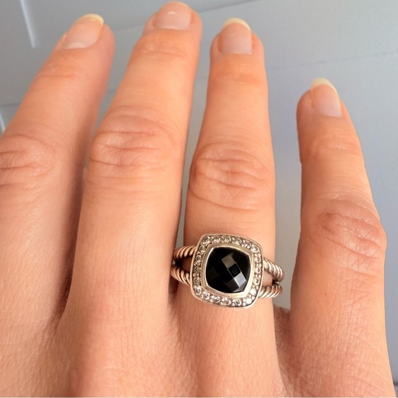 David Yurman Onyx And Diamonds Albion Ring in Sterling Silver - Picture 12 of 13